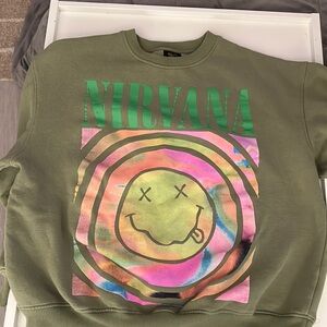Nirvana Crew Neck Sweatshirt • Green • Cotton On
